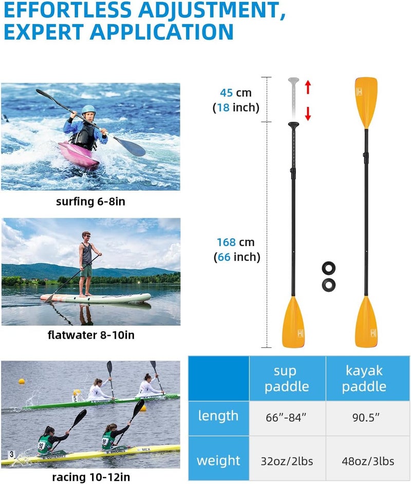 OCEANBROAD SUP Paddle - Adjustable Stand-Up Paddle for Paddleboard Kayak, Adjustable Aluminum Alloy Shaft with Reinforced Nylon Blades - Image 2